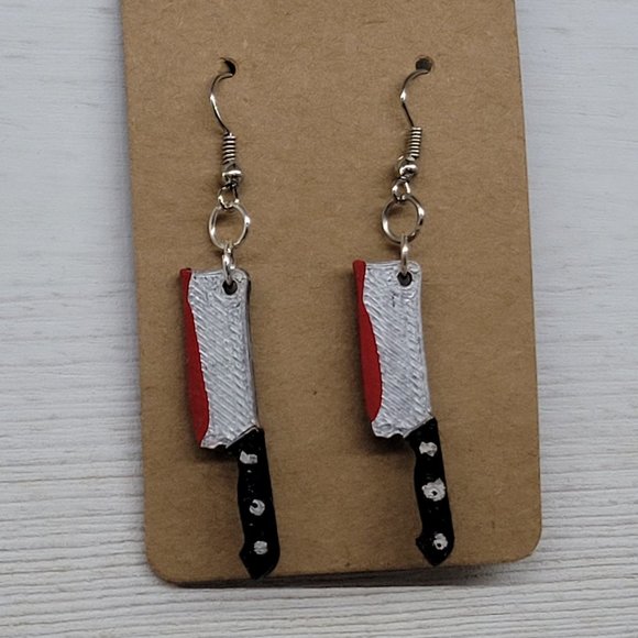 3/$12 Bloody Cleaver Earrings - Picture 2 of 2